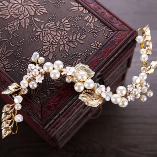 Women Pearl Crystal Tiara Garland Crown Flower Headband Jewelry Accessories For Wedding Photo Party Gift LXH