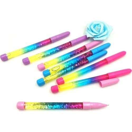 1PC 18cm Colorful Sequins Liquid Quicksand Gel Ink Pen Magic Wand Fairy Pens Stationery Gift School Office Supplies