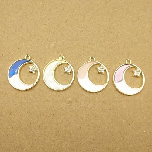 10pcs 19x22mm enamel moon charms for jewelry making and crafting cute earring pendant necklace bracelet charms