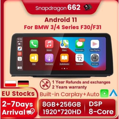 12.3inch 8G+256G Snapdragon 662 car gps navigation radio player for BMW 3 series 4 series F30/F31/F34/F32/F33/F36 NBT 2013-2017