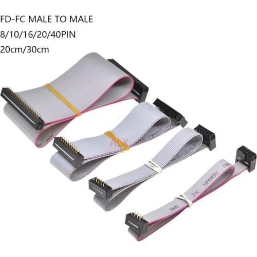 2PCS FC-FD DC4 2.54MM pitch male to female connector 8/10/16/20/40 PIN 20CM 30CM Flat Ribbon DOWNLOAD Data Cable IDC BOX HEADER