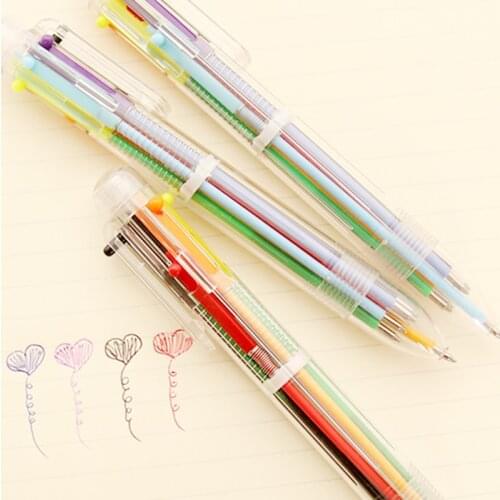 2PCS New Creative 6 Color Ball Point Pens School Office Supply Gift Stationery Papelaria Escolar Ballpoint Pens Student Prize