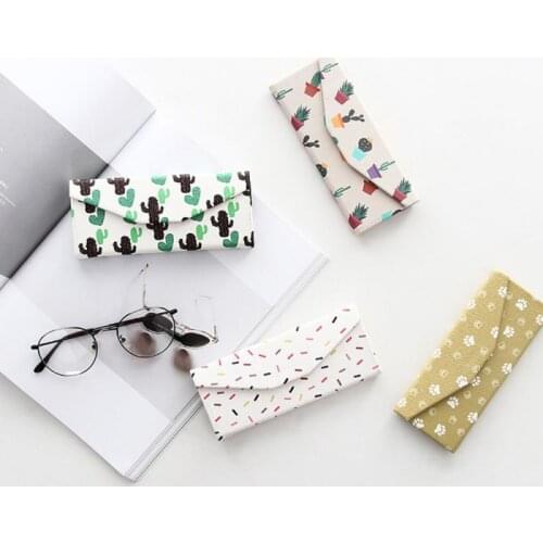2020 New Portable Glasses Case Glasses Protector Folding Storage Box Striped Lattice Sunglasses Cactus Glasses Case