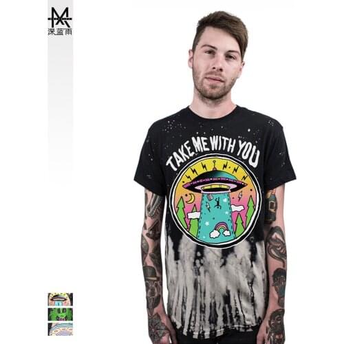 2021 Halloween Fashion Alien Printed T-shirt Short-sleeved Street Hipster Round Neck Men and Women with the Same Style All-match