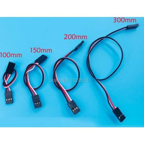 5pcs 100mm 150mm 200mm 300mm 22AWG 30 Core Male to Male Futaba Plug Servo Extension Extend Wire Cable