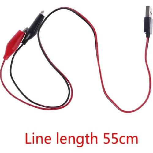 55CM Alligator Test Clips Clamp to USB Male Connector Power Supply Adapter Wire Cord Line