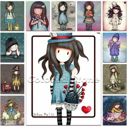 New Diamond painting Cartoon girl child doll Cup poker 5D Full Square Drill embroidery Cross stitch 3D Round mosaic Drawing GG23