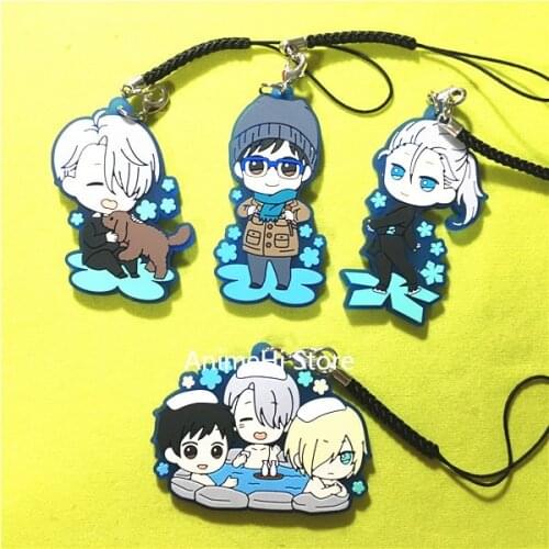 Anime YURI on ICE Keychain Figure Doll Yuri Katsuki Victor Nikiforov Mila Babicheva PVC Keyring Bag Pendant for Gift