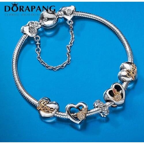 NEW Genuine European Style 100% 925 Sterling Silver Crystal Lovely Charm Bracelet for Women DIY Beads Fishion Jewelry