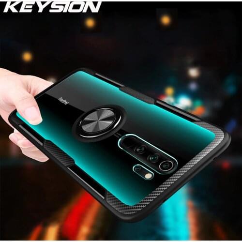 KEYSION Ring Case for Redmi Note 8 Pro 7 9S 9 Pro Max K20 Clear Shockproof Phone Cover for Xiaomi Mi 10 9T Pro Note10 Mi 9 Lite