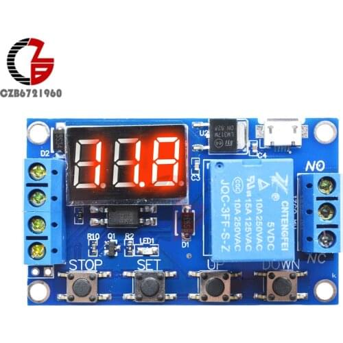 DC 5V 12V 24V LED Digital Time Delay Relay Micro USB Automation Cycle Delay Timer Relay Control Off Switch Timing Delay