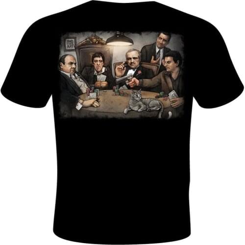 New Ganster Playing Poker T-Shirt Big Chris Art 4 Mob Kings Brand Clothing Men O-Neck Active Shorts Slim Fit T-Shirt