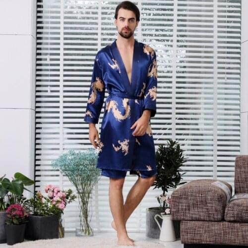Large Size 3XL 4XL 5XL Male Kimono Bathrobe Gown Silky Men 2PCS Robe Set Sleepwear Nightgown Loose Homewear Intimate Lingerie