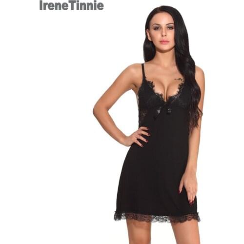 Irene Tinnie Ladies Sexy Lingerie Nightdress Plus Size Suspenders Women Sexy Lace Pajamas Perspective Temptation Set