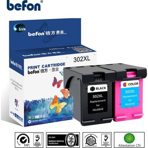 Befon Compatible 302XL Cartridge Replacement for HP 302 HP302 Black Ink Cartridge for Deskjet 1110 1111 1112 2130 2131 2132