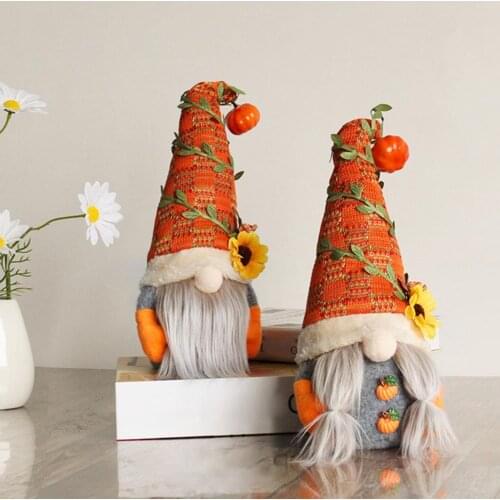 Faceless Doll with Flowers Small Soft Cute Faceless Dwarf Elf Pumpkin Decoration Room xmas Santa Claus Doll Party DIY Decor