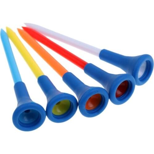 Lightweight Durable Rubber Top Golf Tees 70mm, Set of 5，Random Color