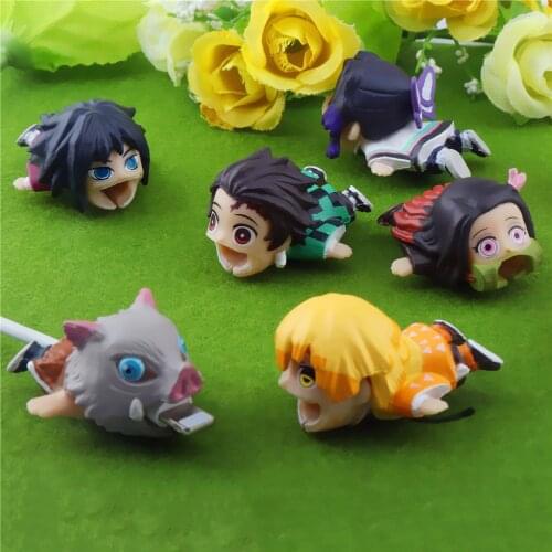 Cute Usb Cable Bite Charger Wire Protector Cartoon Demon Slayer Silicone Data Line Cable Winder Saver For IPhone Charging Cord