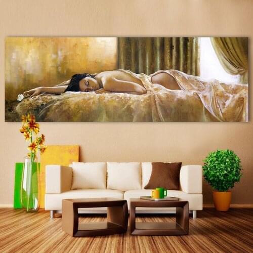 AAVV Wall Canvas Art Pictures For Living Room The Sleeping Woman With Flower In Her Hand Home Decor Figure Painting