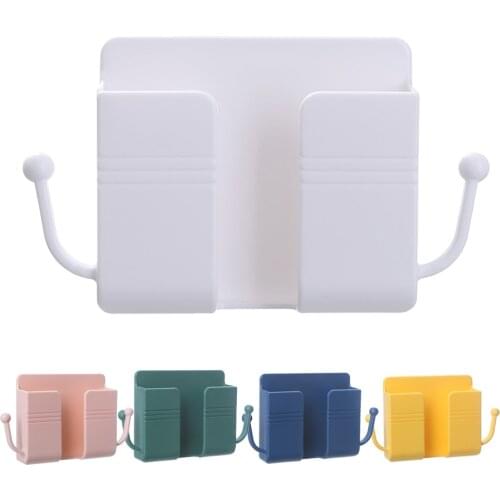 1PC Phone Wall Mounted Organizer Holder Storage Box Remote Control Mounted Phone Plug Charging Eco-Friendly Multifunction Holder