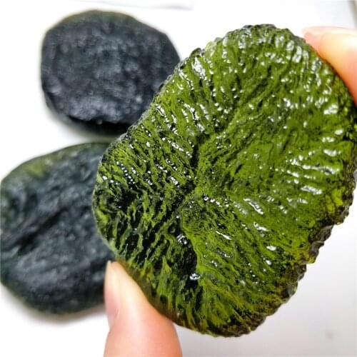 Natural Rare Raw Green Moldavite Crystal The Czech Meteorite Energy Stone Original Gemstone Collection Counteract Evil Force