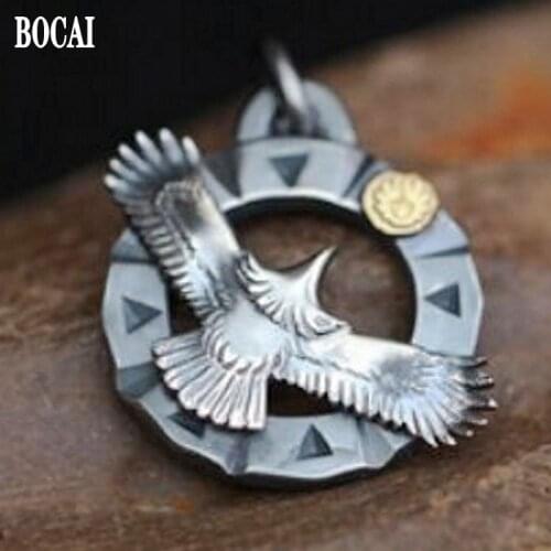 2020 new 100% real S925 pure silver original fashion pendant for Man flying eagle wheel man pendant flying eagle