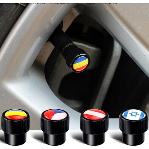New Flag Black Decorative Universal Valve Cap Carbon Fiber Decoration Door Anti-theft Air Cap Airtight Covers Car Accessories