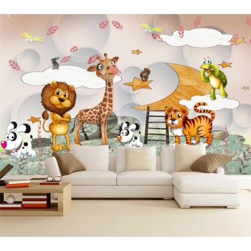 Beibehang Custom wallpaper 3D mural animal paradise cartoon childrens room kids room animal decoration painting papel de parede