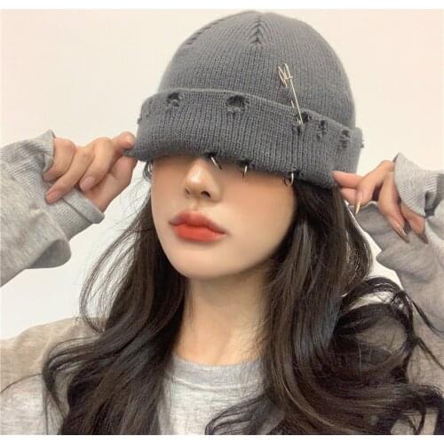 New Fashion Girl Beanie Winter Knit Hat Women Skullcap Sailor Cap Cuffs Retro Navy Short Hat Solid Color Unisex Autumn Warm Cap