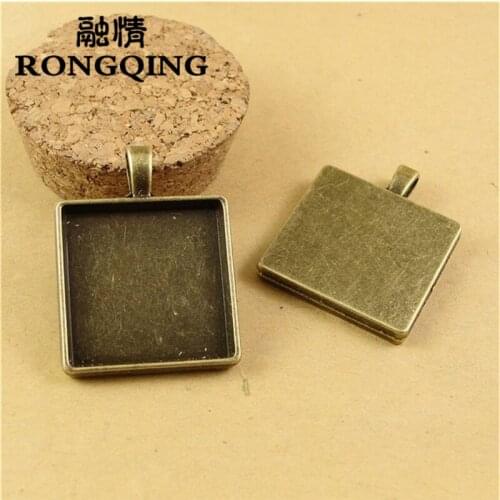 RONGQING 25mm 40pcs/lot square Retro Tray DIY Accessories Wholesale Craft