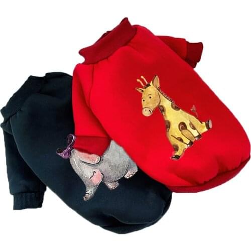 Christmas Dog Clothes Winter Warm Small Dogs Cute Flamingo Elephant Giraffe Elk Print Sweatshirt Pet Puppy Cats Vest Chihuahua