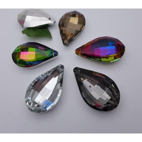 DIY 50mm feather shape crystal pendant water drop chandelierglass lamp curtain parts coffee/rainbow/grey free shipping 12pcs