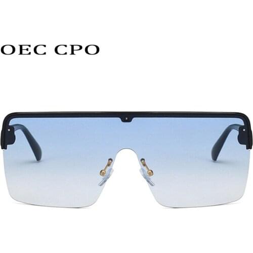 OEC CPO Men Sunglasses Oversize One Piece Goggles Women Flat Top Square Sunglasses Female Fashion Cool Outdoor Sun Eyeglasses