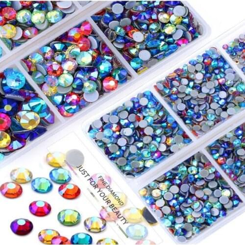 Swarovsky Mix Size & Colorful Non Hot Fix Rhinestones Crystal Clear AB Glass Flatback Rhinestone Strass For Nail Art Decoration
