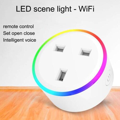 Home Smart Wifi Plug Socket Power Switch App Remote Control Timer Uk Plug For Alexa Google With 8 Built-In Scene LED Effect Mode