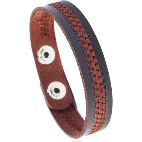 Boho Vintage Ethnic Leather Cuff Bracelet Fashion Embroidered Charm Lovers Buckle Bangle Wristbands Handmade Retro Women Jewelry