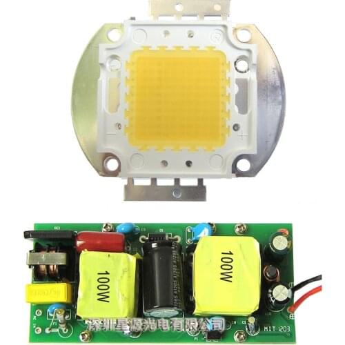 High Lumen 100w 45mil DC 30-36V White Full Spectrum 380~780nm LED Light Emitting Diodes + 100W AC LED Driver For Plant Grow