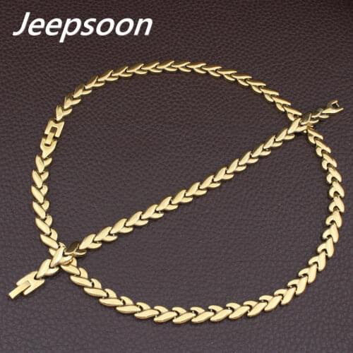 Womans 4 Colors For Choose Fashion Jewelry Stainless Steel Leaf Chain Necklace & Bracelet Set For Woman SFKGAVEC1 jewels Store