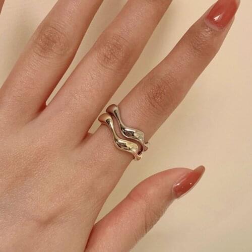 Evimi 925 Sterling Silver Finger Rings for Women New Fashion Elegant Couples Simple Wave Lines Design Party Jewelry Wholesale