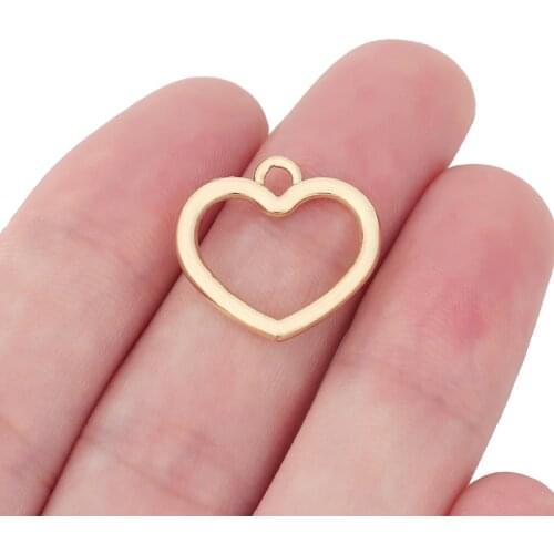 10 x Gold Tone Hollow Love Heart Shape Charms for DIY Earring Jewelry Making Accessories 20x19mm