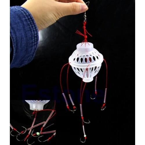 10pcs Plastic 6 in 1 Lantern Bait Case Barbed Explosion Fishing Hook Fishing Tackle