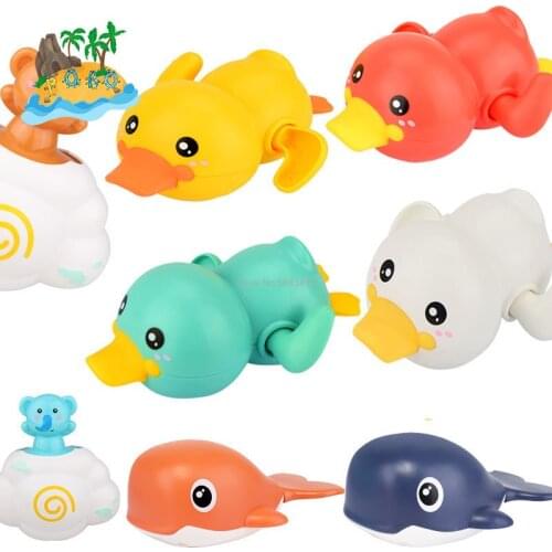 10PCS Cute Cartoon Animal Duck Classic Baby Water Toy Baby Swimming Whale Winding Chain Clockwork Children Beach Bath Toy