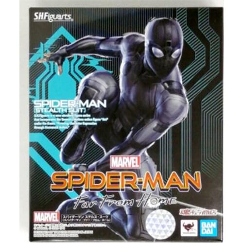 15cm BANDAI Original SHF Spider Man: Far From Home Stealth suit Action PVC Collection Model Toy Anime Figure Toys For Kids