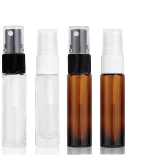 200 x 10ml Amber Refillable Glass Sprayer Bottle 1/3oz empty Transparent Perfume Atomizer Fragrance parfum Vials