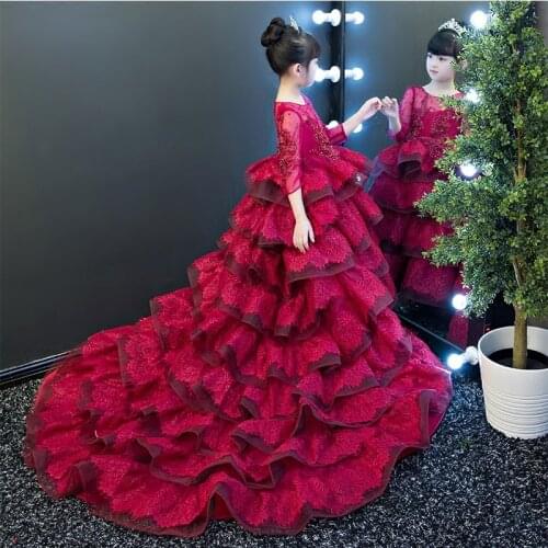 Baby Girl Clothes Summer Dress Festa Unicorno Babe Girls Wedding Vestidos Casual Girl Gowns Flower Red Dress for Little Girls