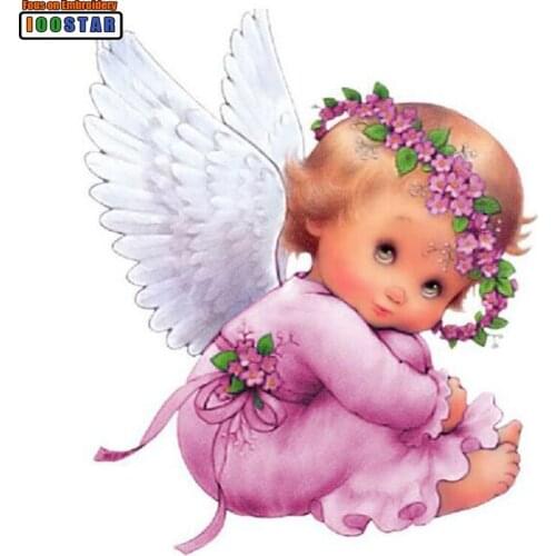 3D DIY Diamond Painting Baby Flower Crystal Diamond Painting Cross Stitch Girl Angel Wings Needlework Home Decorative