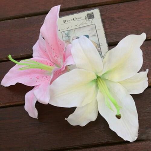 50pcs/lot 15cm White Pink Lily Artificial Flower Heads For DIY Wedding Wall Decoration Anniversary Events Party Decor
