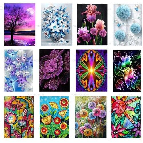 5D Diy Flowers Diamond Painting Abstract Art Sparkle Drills Mosaic Embroidery Vase Painting Rhinestone Home Decor