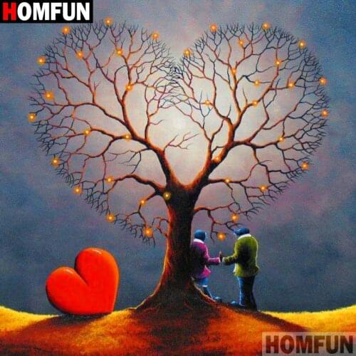 HOMFUN Full Square/Round Drill 5D DIY Diamond Painting "Tree couple heart" 3D Diamond Embroidery Cross Stitch Home Decor A19207