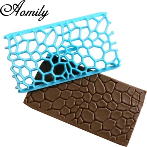 Aomily Stone Shaped Road Cake Chocolate Fondant Mold Plastic Printing Biscuits Cookies Decoration Embosser Gum Paste Cake Cutter